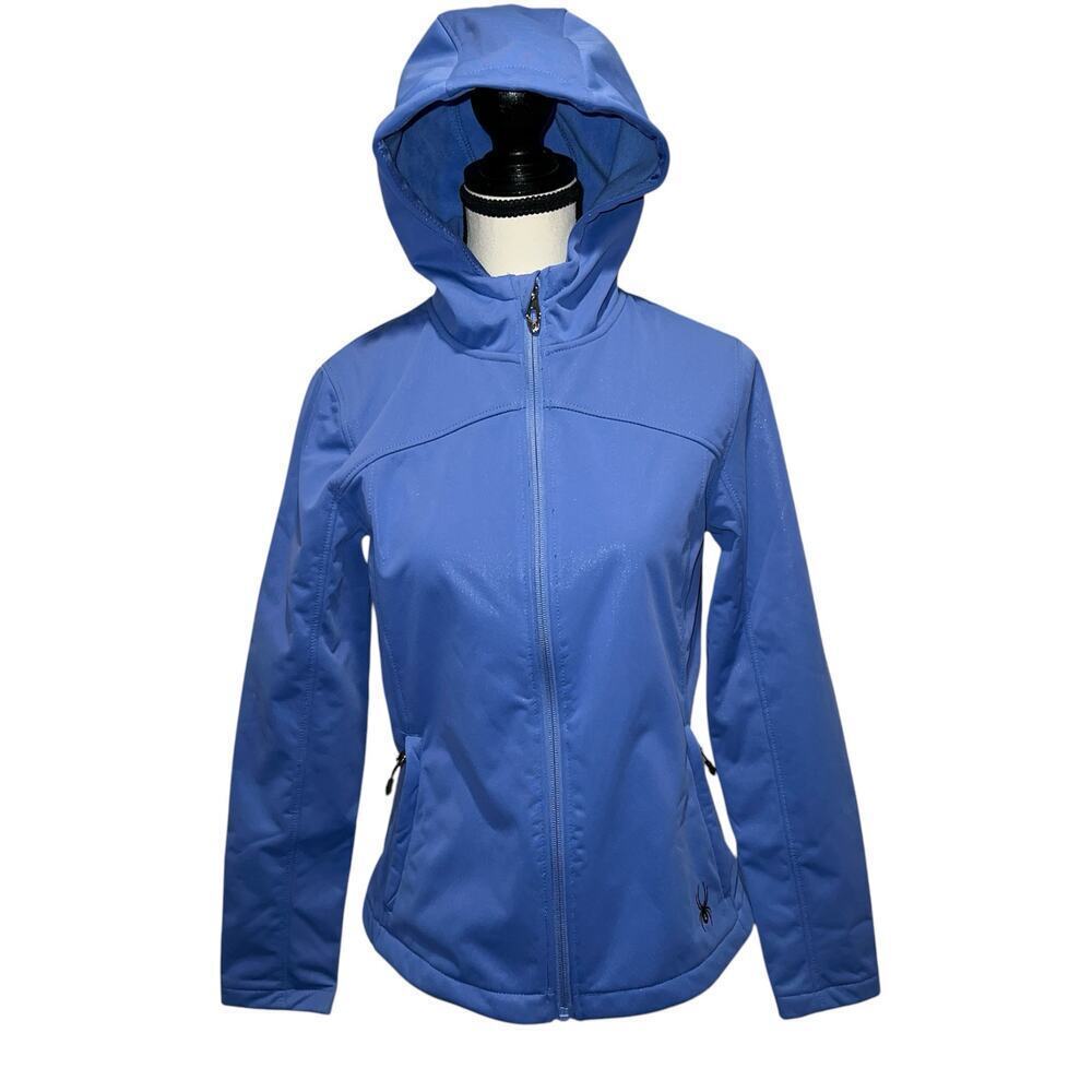 Spyder Women’s Insulated Fitted Hooded All Weather Jacket Cornflower Blue Size S